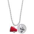 thumbnail image 1 of Delight Jewelry Silvertone Small Red Megaphone Silvertone Script Initial Disc - H - Charm Necklace, 20"+3", 1 of 4
