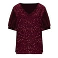 thumbnail image 5 of Shadoumai Women's Casual Loose Neck Short Sleeve T-Shirt Featuring Sparkling Sequin Design For Everyday Comfort And Style, 5 of 7
