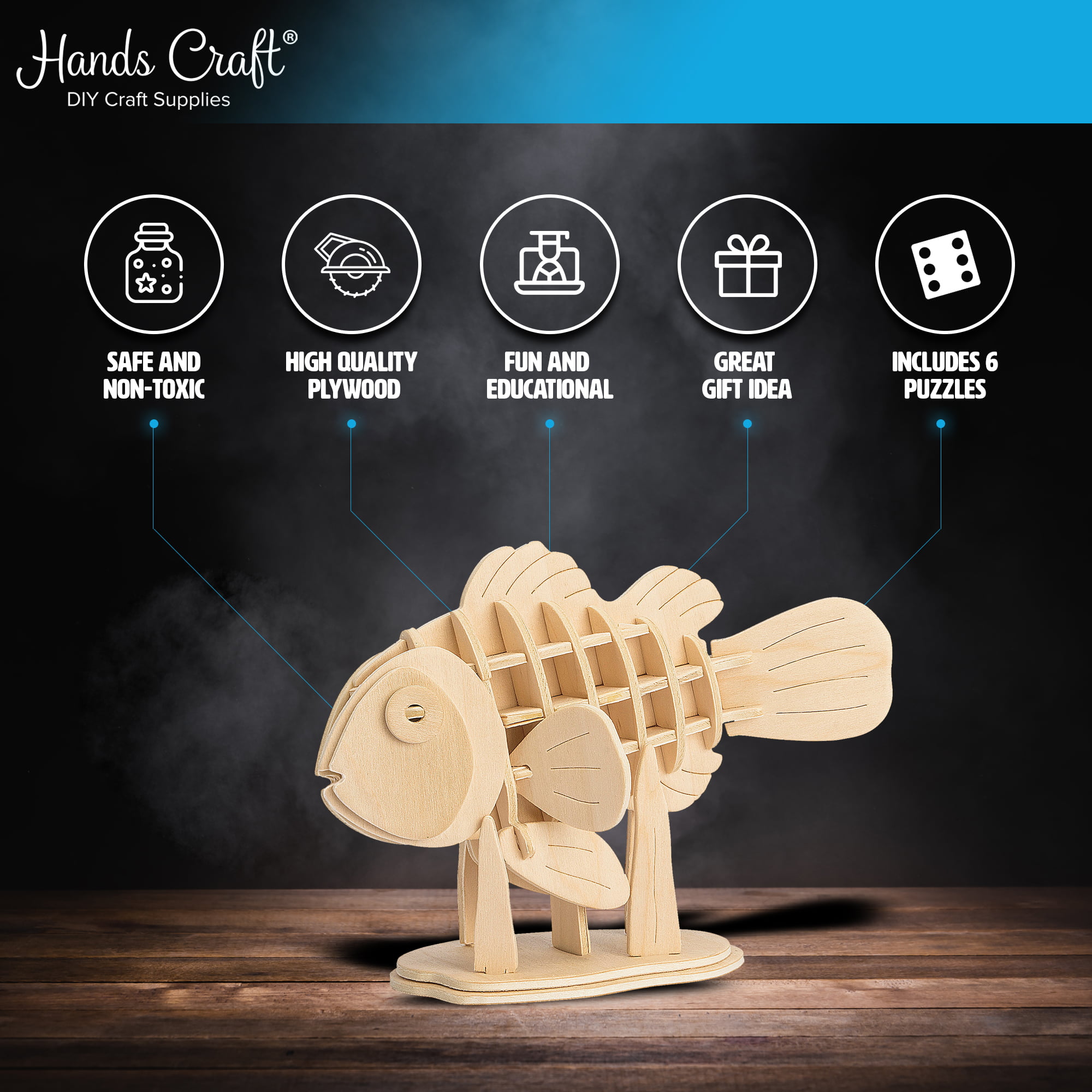 Sea Animals Hands Craft DIY Brain Teaser Details about  / 3D Wooden Puzzle Bundle Set 6 Pack