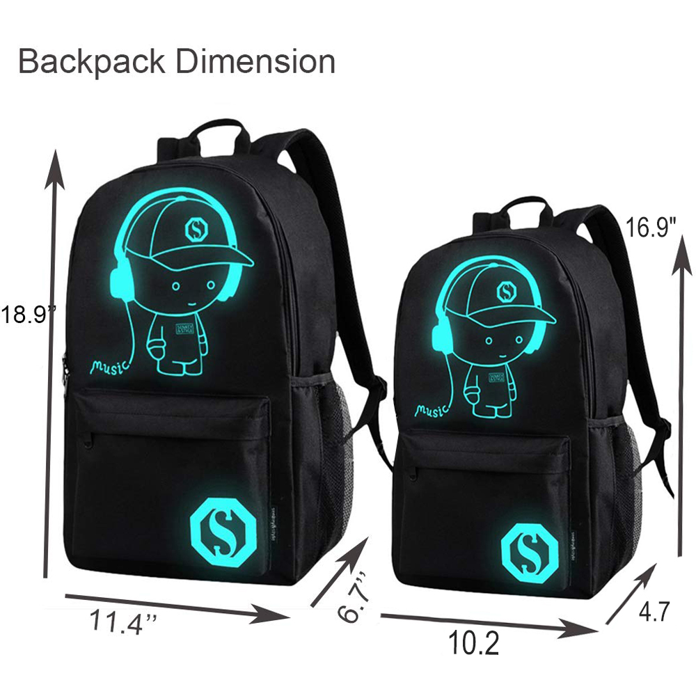 Sexy Dance School Backpack for Teens Boys Girls College Students Back to School Cool Luminous Bookbag Laptop Travel Shoulder Bag with USB Charging Port,Black/Gray - image 2 of 10