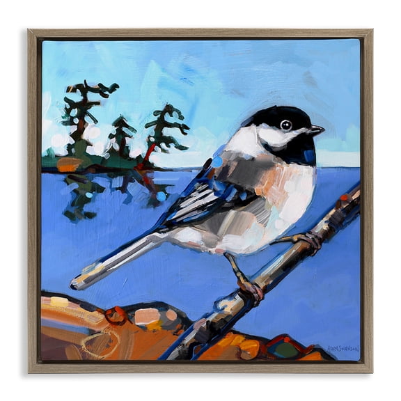 Stupell Industries Swallow Bird Perched Birds Painting Brown Floater Framed Canvas Art Print Wall Art, 25 x 25