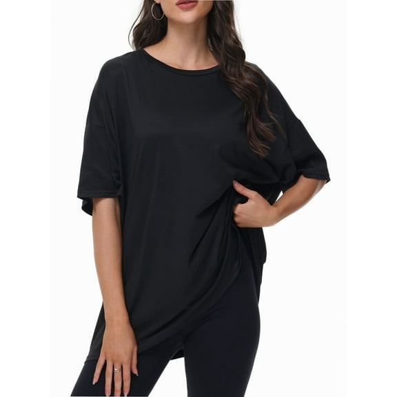 Women's Oversized Short Sleeve Crewneck T-Shirt - Casual Basic Tee, Summer Comfort Top, Relaxed Fit Shirt