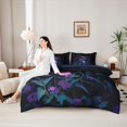thumbnail image 5 of Erosebridal Lovely Dragonfly 7-Piece Twin Bedding,Vintage Flowers Bedding Comforter Set,Black Purple,Navy Blue Reversible, 5 of 7