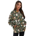 thumbnail image 7 of SCRAWLGOD Christmas Day Womens Long Sleeve Sweatshirts Casual Crewneck Pullover Tops Drop Shoulder Fashionable Sweatshirt with Pocket for Daily Wear, Santa Claus Gingerbread Man Snowflake Green, L, 7 of 7