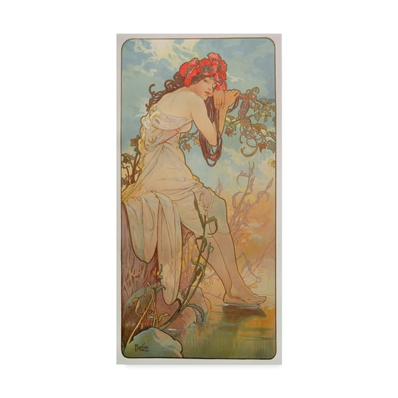 Trademark Fine Art 'The Seasons: Summer, 1896' Canvas Art by Alphonse Marie Mucha