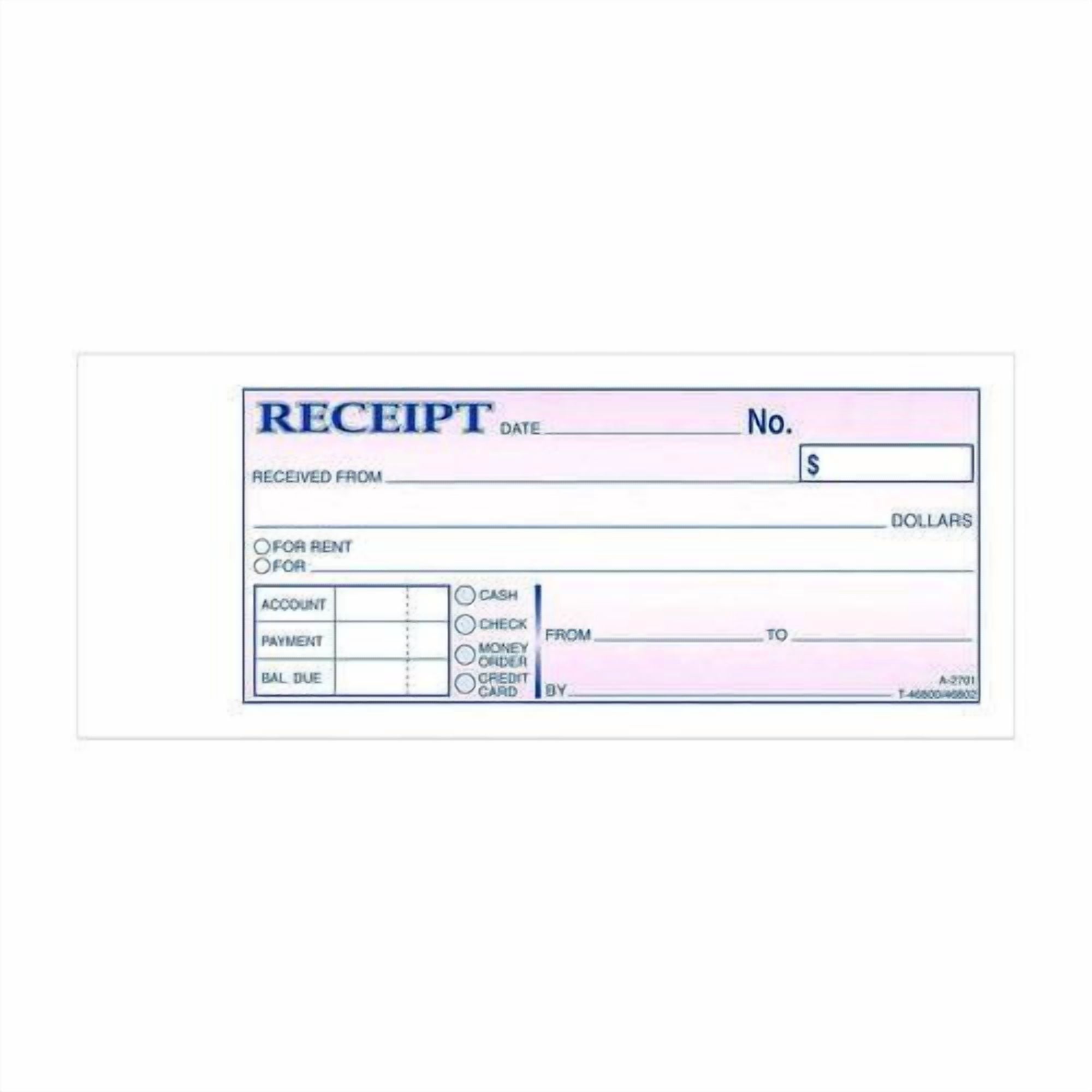 Money/Rent Receipt Book, Two-Part Carbonless, 6.69 x 2.75, 50 Receipts/Book, 5 Books/Pack | Bundle of 2