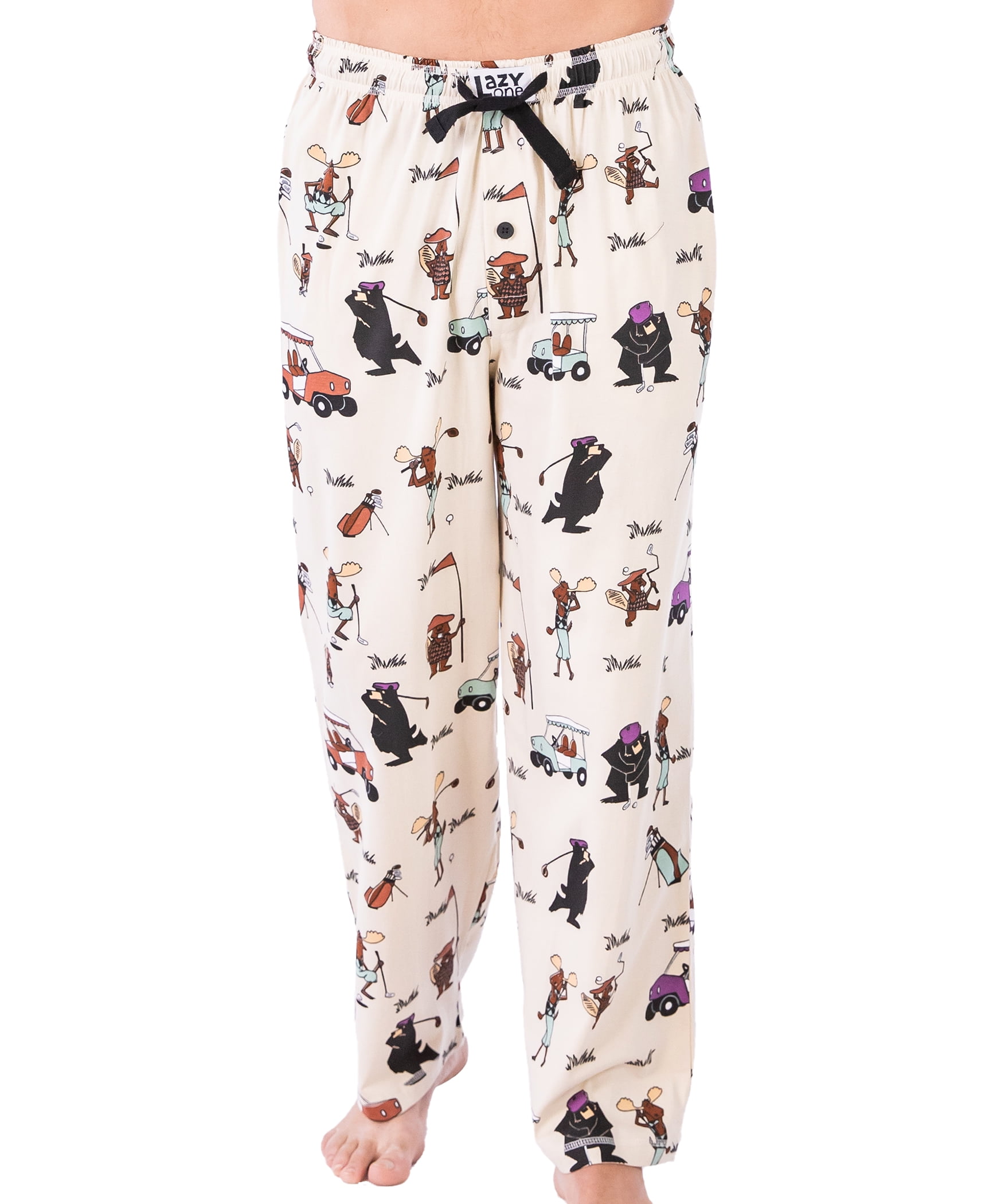 LazyOne Animal Pajama Pants for Men, Male Pajamas, Golfers, Small