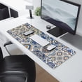 thumbnail image 2 of Long Mouse Pads for Desk,Blue Ethnic Geometric Patchwork Pattern Desk Mats on Top Of Desks, Desk Mouse Pad Extra Large with 3mm Non-Slip Base and Stitched Edge for Gaming,Office,Work,Home 31.5"x11.8", 2 of 6