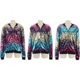 thumbnail image 5 of Anna-Kaci Womens Sequin Long Sleeve Front Zip Jacket with Ribbed Cuffs Small Gradient Color, 5 of 7