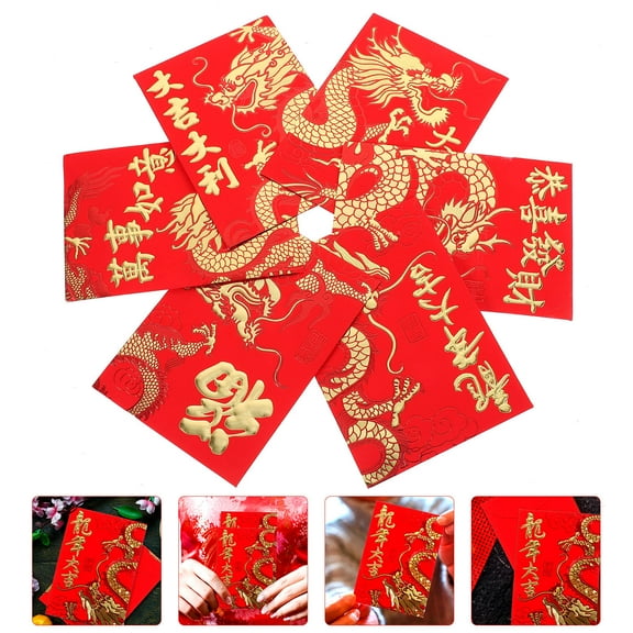 Raindrops  60 Pcs Red Envelope Bag Lunar Year Paper Dragon Traditional Gift Gifts