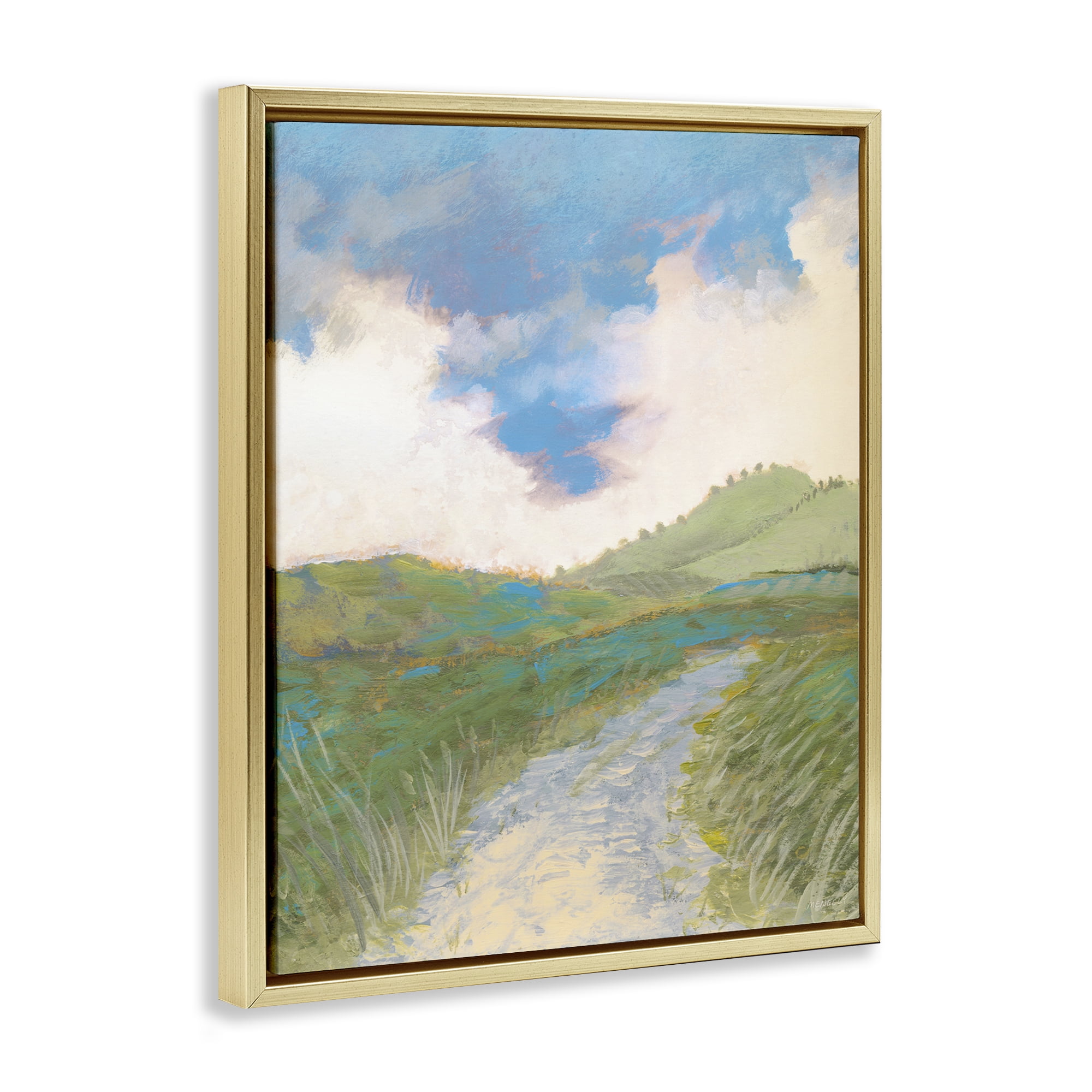 Stupell Industries Windy Path Impression Gold Framed Floater Canvas Wall Art, design by Dan Meneely
