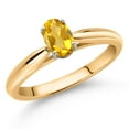 thumbnail image 2 of Gem Stone King 0.45 Ct Oval Yellow Citrine 10K Yellow and White Gold Solitaire Engagement Ring (Size 7), 2 of 4