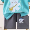 thumbnail image 5 of TOWED22 Infant Baby Loungewear Pajamas 2 Piece Set Toddler Boy Short Sleeve Cotton Graphic Tee and Soft Drawstring Shorts Sets(Sky Blue,6-9 M), 5 of 6