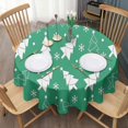 thumbnail image 3 of Green Christmas Tree Pattern Round Tablecloth 60"x60",Wrinkle Wipeable Table Cloth for Kitchen Dining Room Picnic Patio Party, 3 of 6
