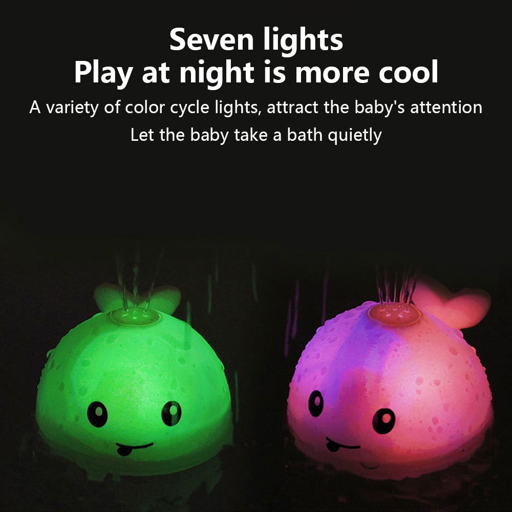 Baby Bath Toy Light up Whale Bath Toy 2 in 1 Induction Water Spray Toy