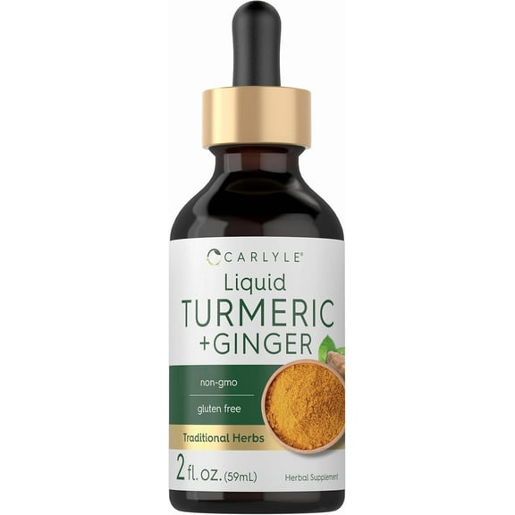 Liquid Turmeric and Ginger Supplement for Men and Women | 2 fl oz | with Black Pepper | by Carlyle