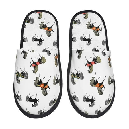 

Slippers for Women Cartoon Cool Horse Black White Womens Slippers Fuzzy Winter House Shoes Soft Anti-Skid Slippers Indoor and Outdoor