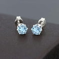 thumbnail image 2 of Gem Stone King 1.20 Ct Round Shape Sky Blue Topaz Silver Plated Brass Stud Earrings for Women Men, 2 of 3