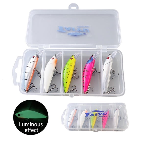 hejhncii 5pcs Minnow Fishing Lure Topwaters Artificial Wobbler Artificial Hard Baits