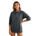 thumbnail image 2 of Stralyhd Women's Casual Polo Neck Sweatshirt Long Sleeve Button Pullover Tops Fall Fashion Outfits Clothes with Pockets Gray XXL, 2 of 5