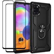 Flyme for Samsung Galaxy A31 Case with Tempered Glass Screen Protector[2Pack], Telegaming Dual Layer Hybrid Tank Armor