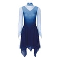 thumbnail image 2 of SiiRoh Women Figure Skating Dress Long Sleeve Gradient Color Dance Competition Party Shiny Rhinestones Dress Blue XL, 2 of 6