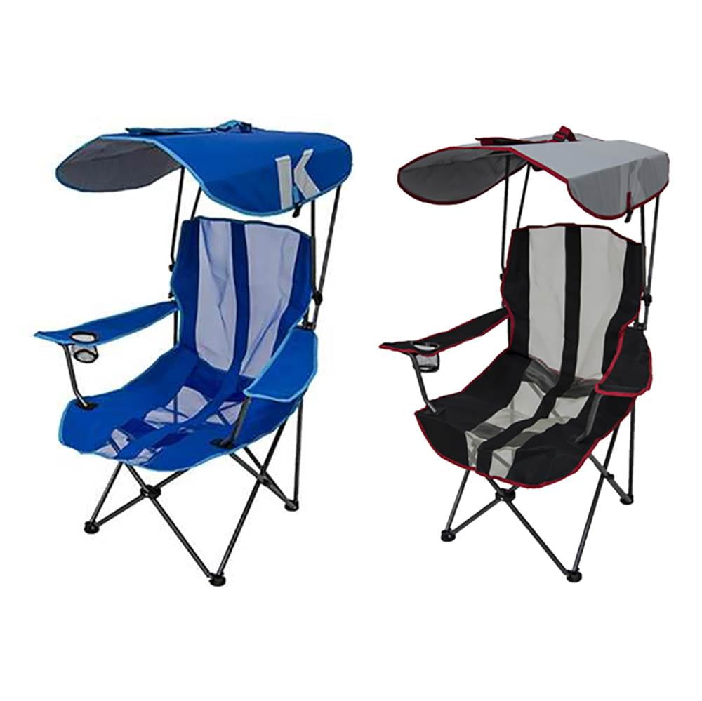 Goplus Portable Folding Camping Canopy Chairs w/ Cup Holder Cooler 