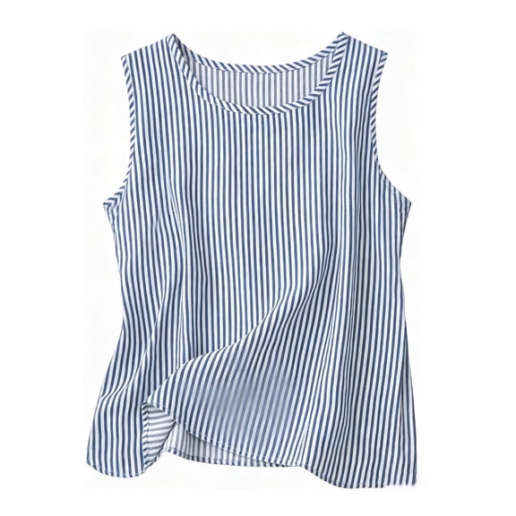 YUGYXL Women's Gingham Top Y2k Sleeveless Crew Neck Fashion Loose Fit Going Out Tank Tops Vintage Summer Blouse Blue L