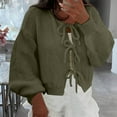 thumbnail image 2 of Ashirexll Womens Cardigan Sweaters, Sweaters for Women Trendy, Women's Solid Color Round Neck Tie Front Cardigan Fall Winter Fashion Knit Sweater Top, 2 of 7