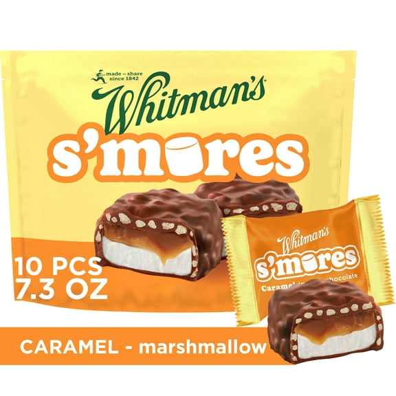 Whitman's S'mores Caramel Milk Chocolate Candy, Bag 7.3. oz (10 pieces)