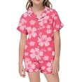 thumbnail image 1 of Pyjama en Soie pour Adolescentes Ensemble de Pyjama Graphique à Boutons Ensemble de Pyjama Classique pour Filles Taille 12-13 Ans, 1 of 5