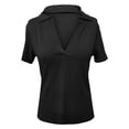 thumbnail image 6 of yunLCZ Casual Tops Discounted New Women's Casual V Neck Solid Color Lapel Short Sleeved Shirt Everyday wear simple women's T-shirts, 6 of 7