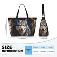 thumbnail image 2 of Large Beach Bags Water-resistant Sandproof - Oil Painting Tribal Wolf Cute Beach Tote Bags for Women with Zipper, 2 of 6