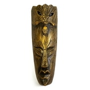 Wooden Hand Carved Gold Peacock Mask Wall Plaque Hanging Home Decor Accent Art Unique Sculpture Decoration Handmade Handcrafted Decorative Size: 12" Tall x 4" Wide x 2" Deep