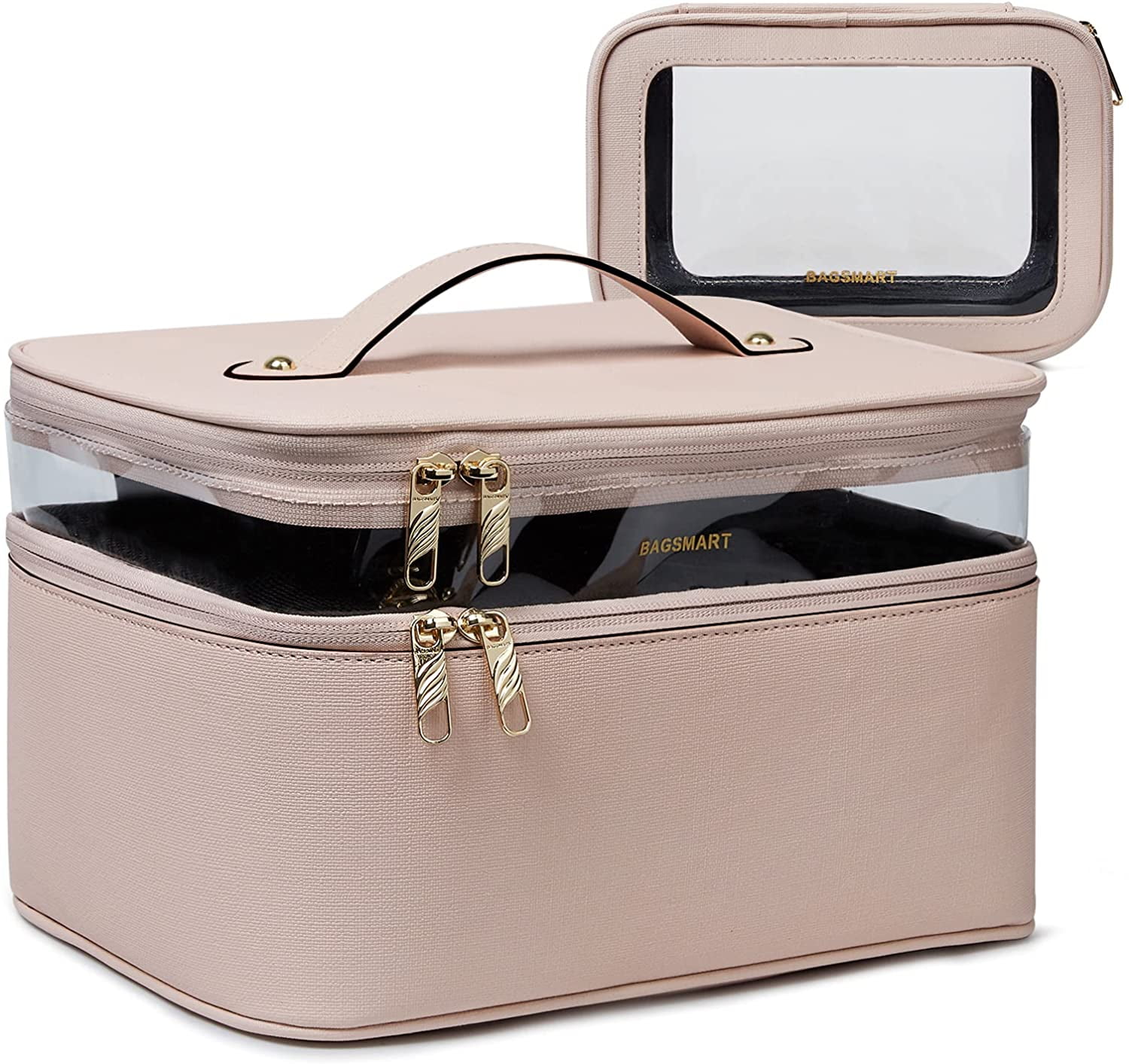 Makeup Bag Extra Large Cosmetic Bags Double Layer with Adjustable