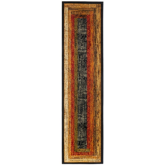 Home Dynamix Tapis Moderne Vega, Géométrique Noir/marron/rouge 1 Pieds9"X7'2 Pouces