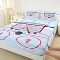 thumbnail image 3 of Manfei Hockey Print Bed Sheets 4pcs, Blue Red Ice Hockey Rink King Sheets, Sports Sheet Set, Microfiber Bedroom Decor, 3 of 7
