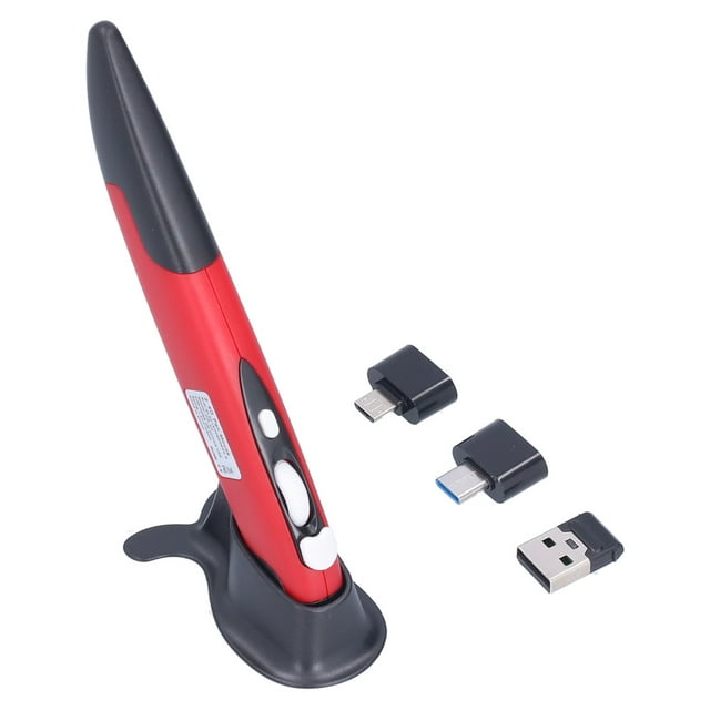 Mouse Stylus, Creativity Mouse Pen Exquisite With TYPE-C Adapter Micro B Adapter For PC Laptop Black Red