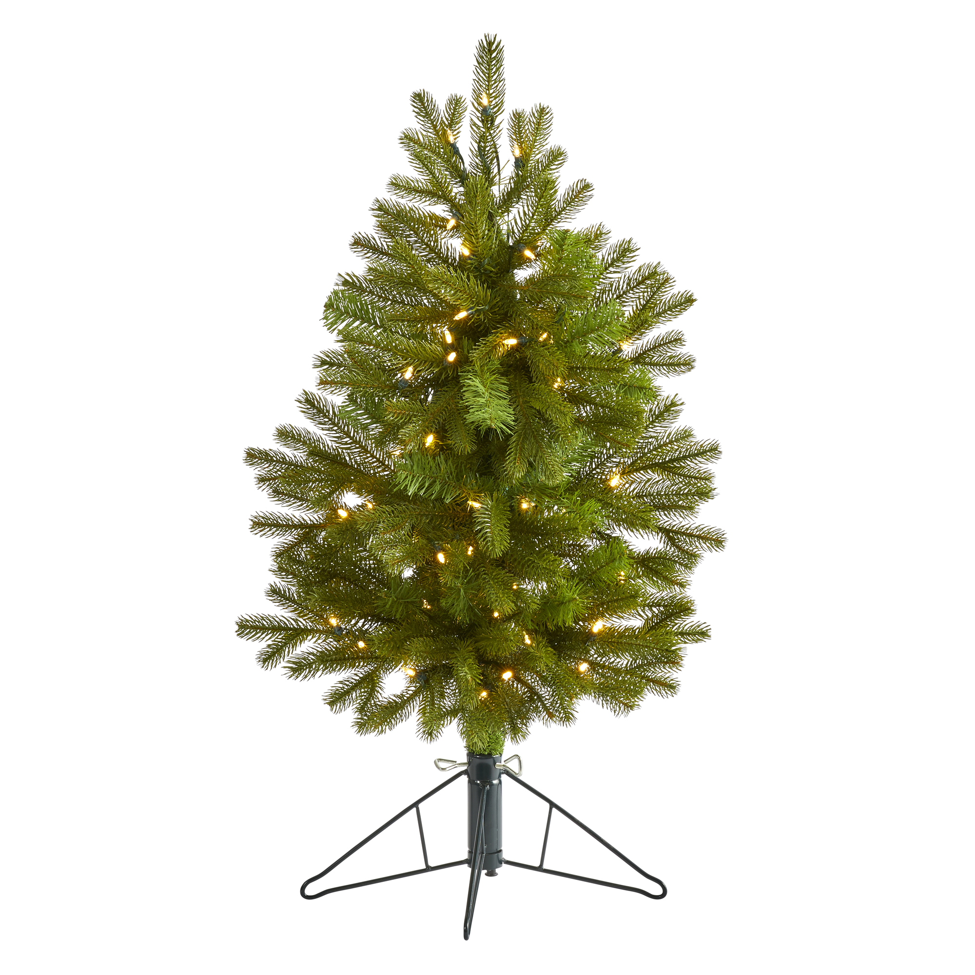 Nearly Natural 3ft Cambridge Spruce Flat Back Artificial Christmas Tree With 50 Warm White Multifunction Led Lights And 113 Bendable Branches Walmart Com