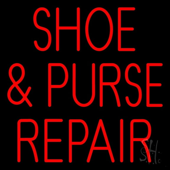 Shoe and Purse Repair LED Neon Sign 24 x 24 - inches, Black Square Cut Acrylic Backing, with Dimmer - Bright and Premium built indoor LED Neon Sign for store interior Décor, Storefront.