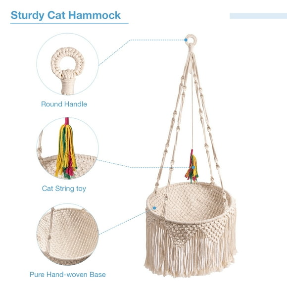 Xiongpin Handwoven Cat Window Perch Bed with Hanging Kit Hammock for Indoor Outdoor Cats Sleeping Climbing Playing US Stock