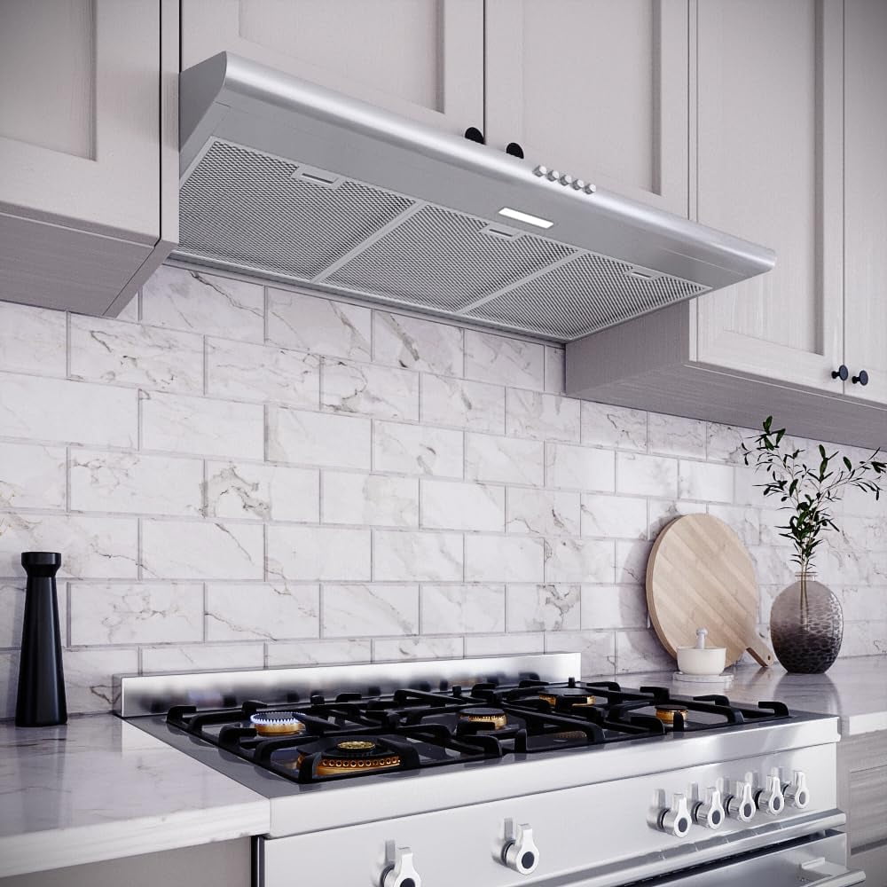 Streamline 36 in. Consoli Ducted Undermount Range Hood in Brushed Stainless Steel with Mesh Filters, Push Button Control, LED Light