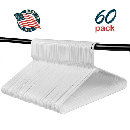 Hangorize Best Standard Everyday White Hangers, Made in USA Long Lasting Tubular Hangers, Value Pack of 60 (60 (Best Type Of Pen For Left Handers)