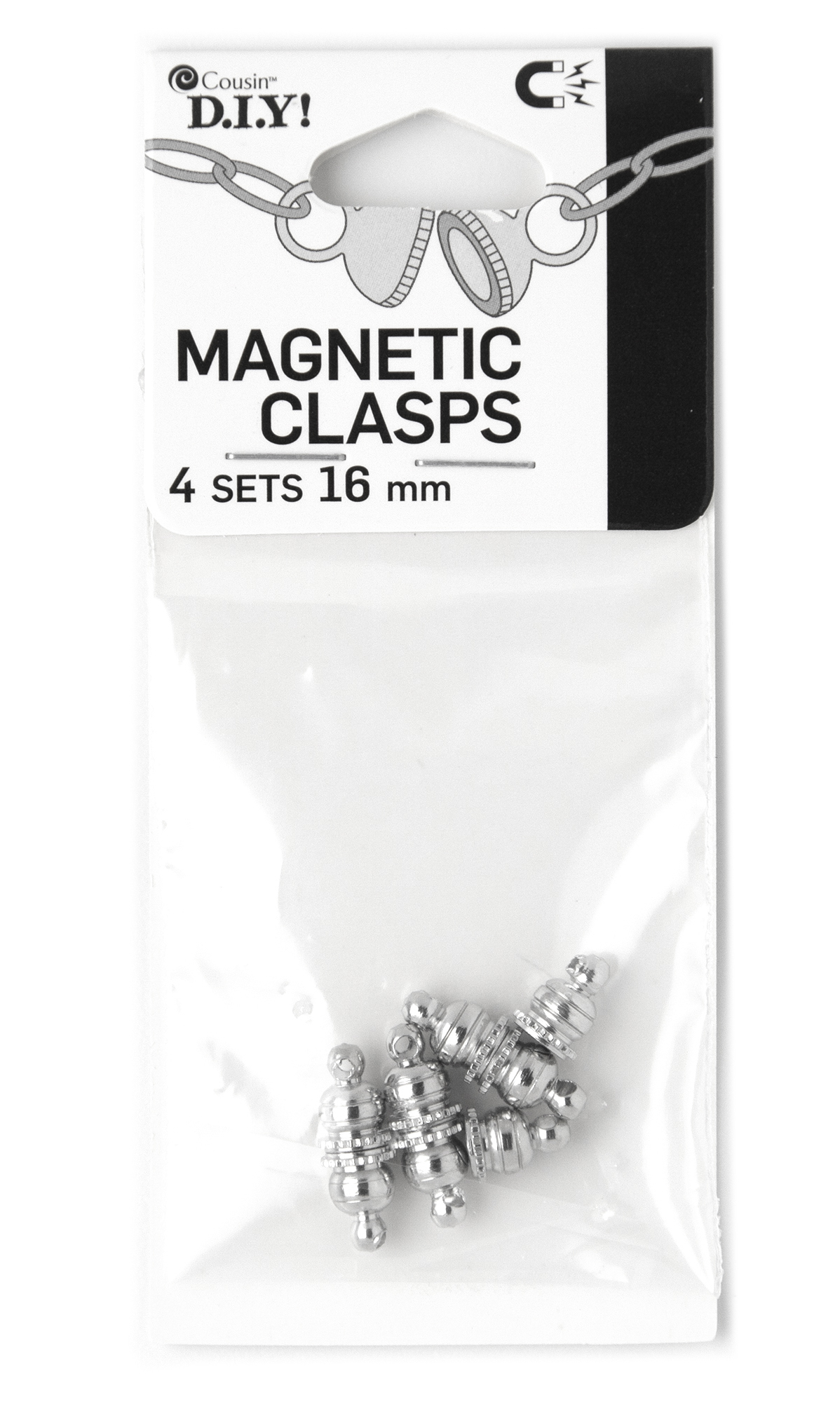 Cousin DIY Magnetic Metal Clasps, 4 Sets, Silver Finish