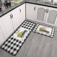 thumbnail image 4 of 2 Pieces Sunflower Truck Decor Kitchen Mat Buffalo Plaid Kitchen Rugs Set Black and White Rug, Water Absorb Microfiber Mat Checkered Rug for Kitchen,17"x 47"+17" x 23, 4 of 5