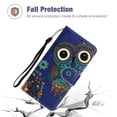 thumbnail image 2 of iPhone 13 Pro Max Case with Card Holder/Detachable Hand Strap, Allytech Stand Folio Flip Wallet Credit Card Slots Magnetic Snap PU Leather Protective Case for iPhone 13 Pro Max 6.7" 2021, Strange Owl, 2 of 5