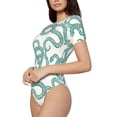 thumbnail image 2 of Naloa Hand Drawn Snake Women's Short-Sleeved Onesie, One-Piece Swimsuit for Parties, dates, clubs - Large, 2 of 9