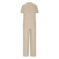 thumbnail image 4 of ZZwxWA Womens Ribbed Knit Lounge Set Short Sleeve Top and Long Pants Pajamas V Neck 2 Piece Sleepwear Solid Color Sale, 4 of 5