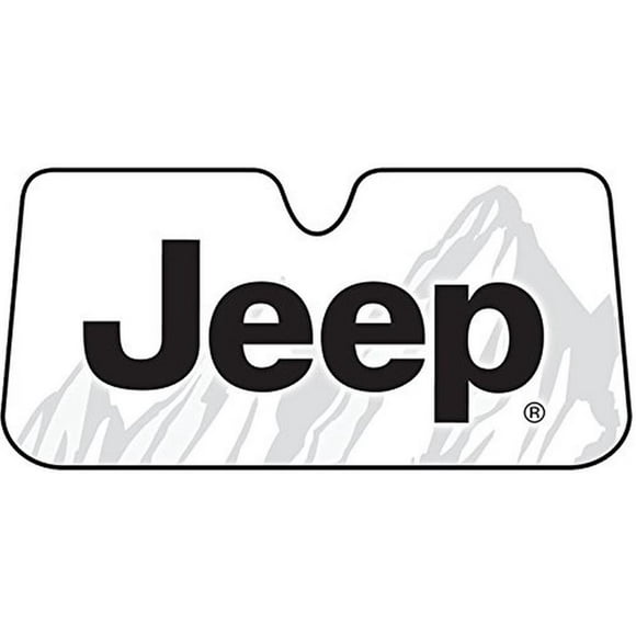 Plasticolor Pare-Soleil 003718R01 Accordéon; Pare-Soleil Amovible Accordéon Pliable; Universel 28 Pouces X 57 Pouces; pour Pare-Brise Complet; Logo Jeep Gris/noir; Utilise des Pare-Soleil pour Se Tenir en Place