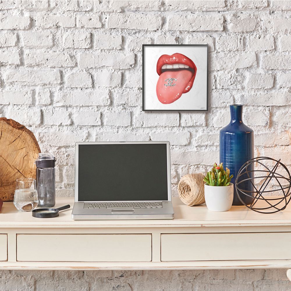 Stupell Industries Sassy Tongue Out Fashion Brand Detail Lips Designed by Ziwei Li